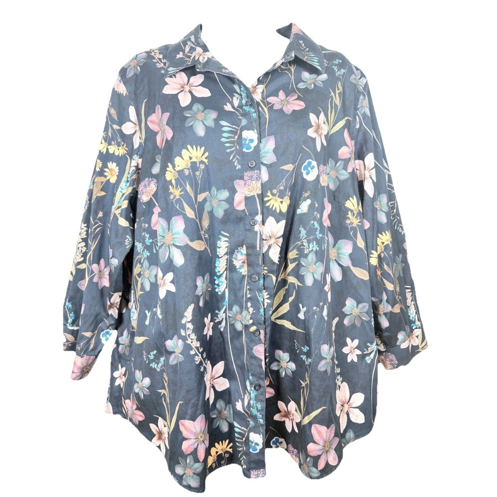 Coldwater Creek‎ Grace's Garden Anytime No Iron Tunic Floral 20W Plus Cottage